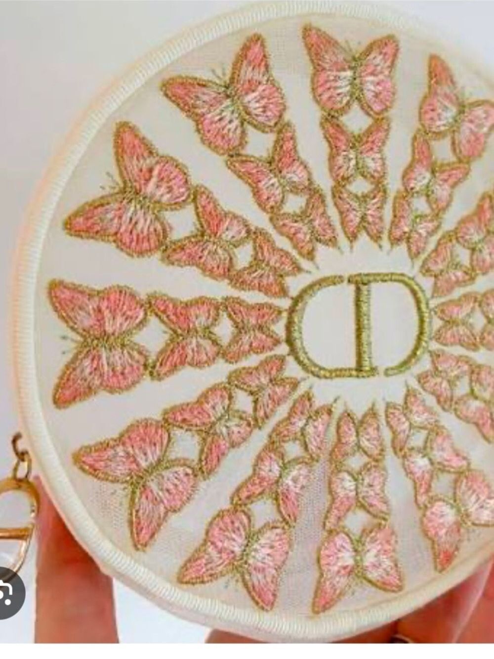 Dior Beauty Mother’s Day Embroidered Butterflies Round Pouch Makeup Bag New - Picture 4 of 17